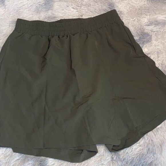 High Waist Skorts with Pockets, Olive Medium - Picture 1 of 4